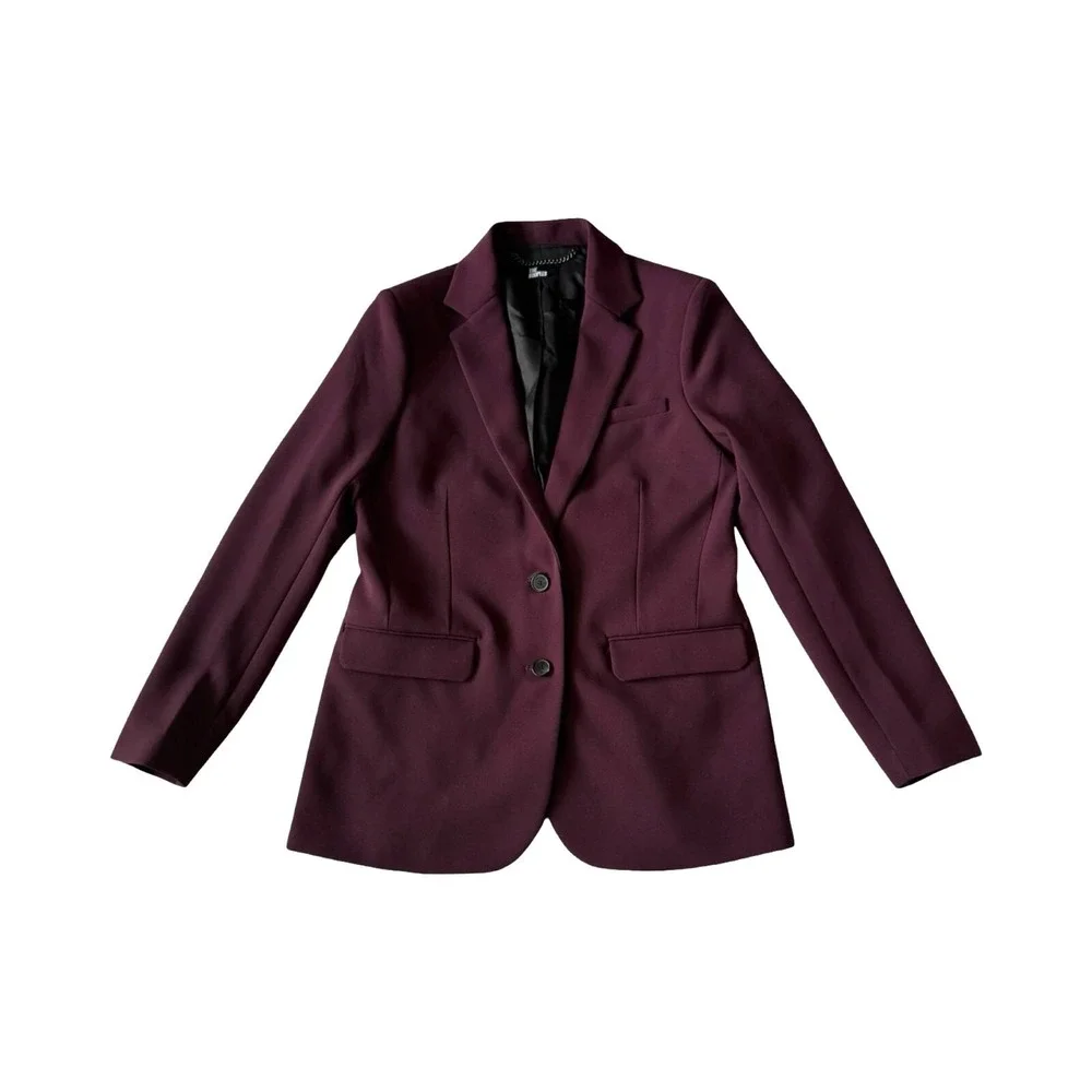 NWT The Kooples Blazer Burgundy Crepe French Designer Size FR/36 US/4